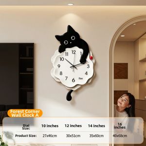 HAOJIUBUJIAN | Retro Silent Cartoon Cat Wall Clock