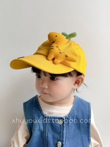 Cute Little Dinosaur Kids Yellow Peaked Cap Spring & Fall Boys and Girls Hat Baby Baseball Cap Summer Sun-Proof