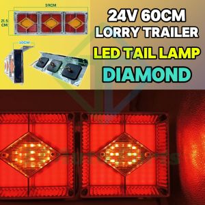 Lampu Belakang KROM 24V LED Universal (Bunga/Diamond/Petak) Tail Lamp Trak Treler Lori Signal Brake Lampu Malam 1 SET