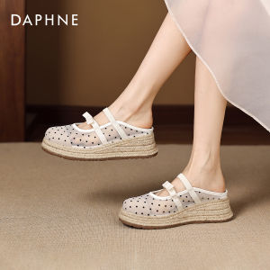 Daphne | New Summer Dots Peasants Half-Slip Slope Heel Slippers