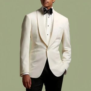 2026 Fashion Mens White High-End Suit Blazer Four Seasons Business Formal Wear Anti-Wrinkle Suit Workplace Work Cloth