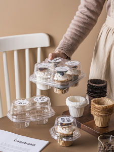โปร่งแสง พลาสติกเค้กมัฟฟินขนมกล่องบรรจุภัณฑ์สําหรับเบเกอรี่ไข่ทาร์ตทีรามิสุมินิครัวอุปกรณ์ทําอาหาร Diy อุปกรณ์
