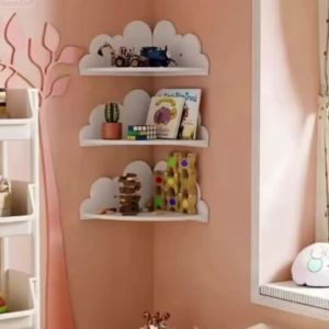 Cute Cloud-Shaped Corner Wall Shelves White Floating Shelves for Kids Room & Living Room Decorative Storage Home Wall Decor Gift