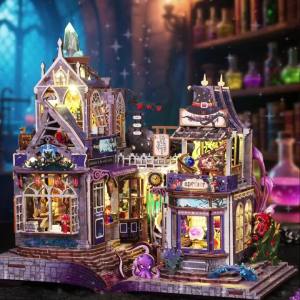 Wooden Miniature Doll House Kit DIY Architecture Dollhouse with LED Light 3D Puzzle Model Toys Home for Collectors Ideal