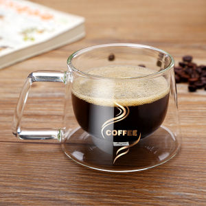 Talao 200ml Double Layer Glass With Handle Heat-Resistant Coffee Glass Mug Double Layer Tea Cup