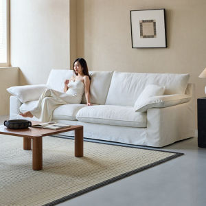 SHENGNIWEIER | Ghế Sofa Vải Linen Phong Cách Pháp Có Thể Tháo Rời Và Giặt Được