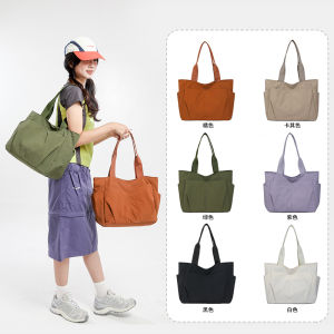 2025 New Fashion Versatile Canvas Shoulder Bag Large Capacity Casual Solid Color Commuter Womens Bag Soft Handle Korean Style