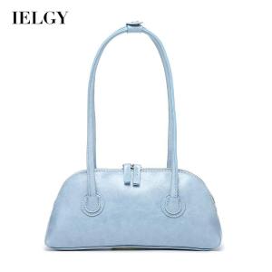 IELGY womens retro oil wax leather versatile long handle shoulder bag