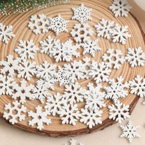 50Pcs Christmas Decoration Wooden White Snowflake Xmas Tree Ornaments for Home Decor Supplies 2025 New Year Navidad Accessories