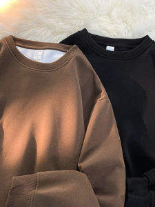 American High Street Suede Long Sleeve Sweatshirt Men Summer Trendy Heavyweight Loose round Neck Base Shirt Casual Youth Pop