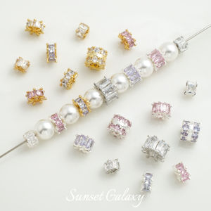 Genuine Gold Plated Copper Spacer Beads Zirconia Diamond Handmade Bracelet Necklace Stringing Material Jewelry Accessories