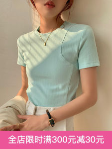 เสื้อยืดคอกลมแขนสั้นทรงสลิมฟิตสำหรับผู้หญิง เสื้อเชิ้ตทรงเข้ารูป ทรงพอดีตัว ทรงเข้ารูป ทรงเข้ารูป เสื้อเชิ้ตผู้หญิง