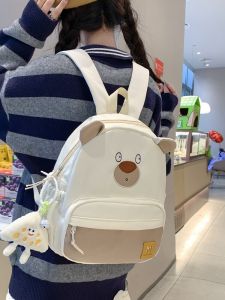Mini Bear Đeo Vai Đôi Dễ Thương Túi Đi Chơi Xuân Túi Học Sinh Thời Trang Túi Học Sinh Túi Đi Học Cho Sinh Viên Túi Vải Nylon Khóa Kéo