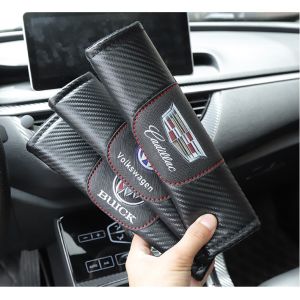 2 Pcs Car Seat Belt Leather Cover Pads