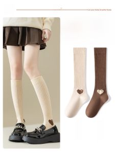 JINGCHI | Womens Long Tube Socks Pure Cotton Spring Autumn Style Pressure Slender Brown Leg Socks Comfy Cotton Compression Stockings