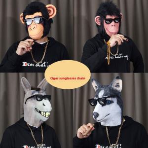 Green Fishman Headwear Prop Green Head Monster Mask Funny Cosplay Sand Sculpture Weird Horse Head Animal Headwear Masquerade