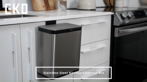 EKO Kitchen Compost Bin 7L Stainless Steel with Removable Inner Bucket and Deodorizer Compartment 2-in-1 Countertop Compost Bin with Lid Food Waste Caddy for Kitchen