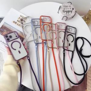 Magnetic Lanyard Case For iPhone 17 Pro Max 18 14 13 15 16 Plus Original Shockproof Crossbody Neck Cord Strap Soft Clear Cover