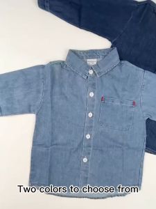 Magic Selection Kids Denim Shirt – Korean Style Long Sleeve Casual Shirt for Boys (Ages 2-8)