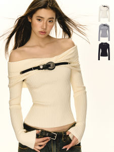 Ariseism | Áo Sweater Knit Trễ Vai Phong Cách Retro Nữ