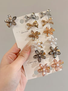 Flower Bow Tie Pearl Barrettes Female Ins Cute Trumpet Forehead Fringe Clip Headdress Shredded Hair Side Clip Side