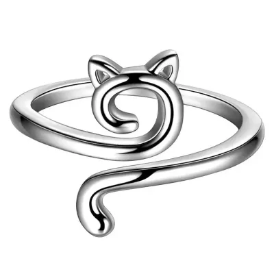 Adjustable Crochet Tension Cute Cat Ring Beginner Knitting Crochet Hook Ring Yarn Guide Finger Holders Thimbles Winder Tools