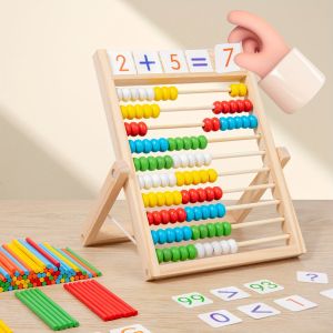 Bằng gỗ đa chức năng bàn tính Toy-giáo dục toán học công cụ học tập cho trẻ em đầu STEM phát triển với que đếm & số thẻ bền & vui vẻ