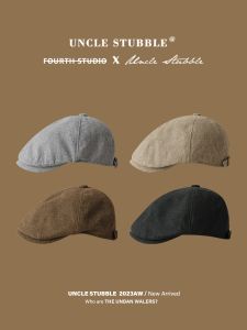 Japanese Style Cotton and Linen Simplicity Pure Color Advance Hats Male Retro British Style Painter Hat Street Literature and Art Newspaper Bay Hat Female