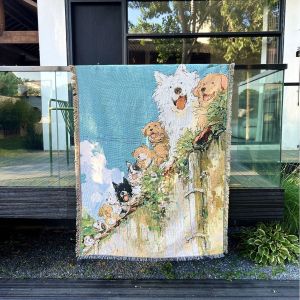 Cross-Border Knitted Cloth Towel Doggie Playground Sofa Artistic Tapestry Warmth Polyester Cotton Spring Autumn Winter