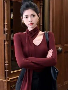 Ankela Red Ribbon Bottoming Shirt: A Stylish Inner Wear Trend for Spring & Fall Winter