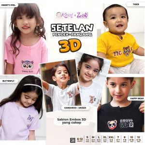 Kazel x Zebe Setelan Pendek Celana Panjang 3D Edisi