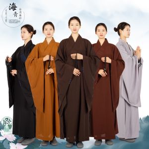 🔥品质 精选🔥Crosstalk costumes in Tang suits台湾麻纱不透明海青居士服男女海清僧服咖啡黑色佛教用品lhzg01
