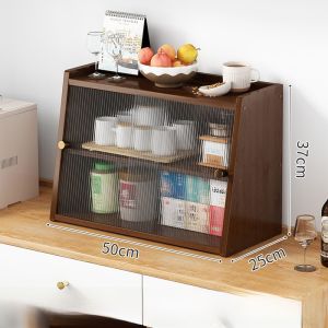 Modern Minimalist Office Kitchen Tea Set Cup Storage Rack Display Shelf Wooden Surface Desktop Tea Leaf Holder Organizer