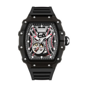 Deesio Mens Automatic Mechanical Skeleton Watch Stainless Steel Water Resistant Luminous Hands Date Casual Business Wristwatch