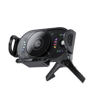 15W Car Wireless Charger Mount Touch Control 90 Degree Rotation RGB Ambient Light Car Vent Phone Holder for Foldable Smartphone