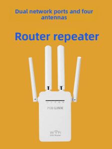 Wireless Wifi Signal Repeater Extender 300M Router Network Amplifier with Dual Network Cable Interface And Four Antennas