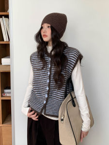 Knitted Stripe Sweater Vest For Women Fall Winter