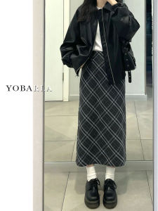 plus Size Plaid A-Line Skirt Womens Autumn Winter New Style Belly Covering Slimming Pear Shape Mid-Length Half Body Skirt