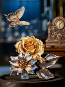 สติ๊กเกอร์ตกแต่งกระดาษตัดด้วยไฟฟ้าแบบโลหะย้อนยุค แต่งเตียน เครื่องประดับรูปผีเสื้อ DIY อเนกประสงค์ แผ่นตัดรูปดอกไม้