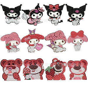 Sanrio Diamond Paintings Sticker Kits Free To Paste Anime Kuromi Melody Handcraft 5D DIY Toys Losto Diamond Mosaic Handicrafts Children Gift for Phone Cup Decor Birthday Gifts for Kids