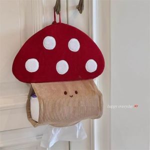 Cute Mushroom Wall-Mounted Tissue Box Living Room Bathroom Hanging Bag Lovely Paper Towel Holder Household Storage Organizer