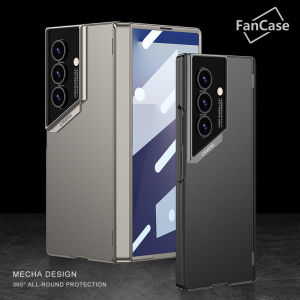 เคสพลาสติกแข็ง Mecha Design Z Fold 7 ฝาหลังแบบด้านเมทัลลิก ปกป้องรอบด้าน Samsung Galaxy Z Fold7 บานพับแม่เหล็ก ป้องกันการตกหล่น เคสโทรศัพท์พลาสติกทนทาน พร้อมกระจกนิรภัย
