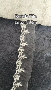 (Per 3 Meter) RDT327 Renda Bordir Tile Cantik Broken White Lebar 3Cm Bahan Halus