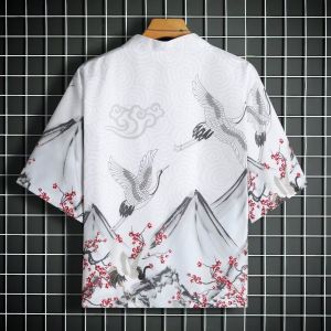 Chinoiserie Tang Style Mens Shirt Kimono Wind Coat Reformed Hanfu Fairy Atmosphere Japanese Style Summer Thin Cool Fabric
