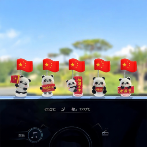 Panda Head-shaking National Flag Car Decorative Item