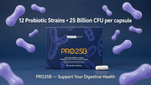 SWISSMED® PRO25B - Probiotic 25 Billion CFU | 12 Probiotic Strains + Inulin Prebiotic | Gut & Digestive Health | 30 Capsules × 2 Bottles