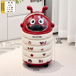 Aesthetic Movable Lidded Trash Can Large Capacity