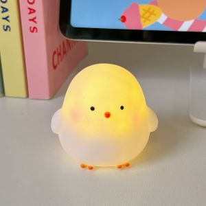 2025 New Cute Cartoon Little Yellow Chicken Night Light Battery Powered Sleep Companion Lamp Soft Light Eye Protection Bedroom Desk Decoration