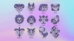 Unique Horoscope Sign Keychain - Printed Front Engraved Back - Personalized Astrology Gift