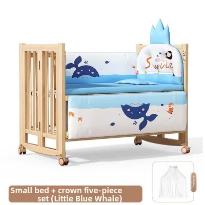 AILIQI | Foldable Multi-functional Natural Wood Baby Crib
